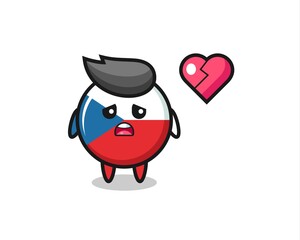 czech flag badge cartoon illustration is broken heart