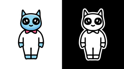 adorable cat in pajamas design vector with cartoon style
