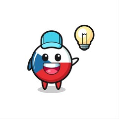 Fototapeta premium czech flag badge character cartoon getting the idea