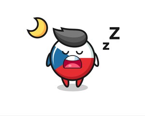 czech flag badge character illustration sleeping at night