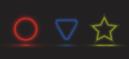 neon lamp shape with reflect color vector illustration