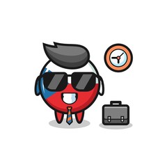 Cartoon mascot of czech flag badge as a businessman