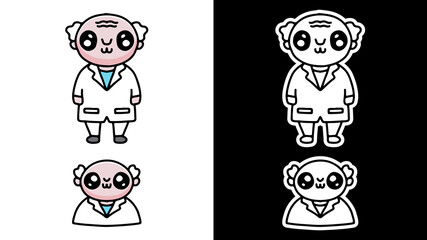 cute old man doctor design vector with cartoon style