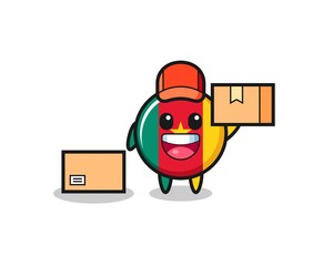 Mascot Illustration of cameroon flag badge as a courier