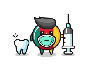 Mascot character of cameroon flag badge as a dentist