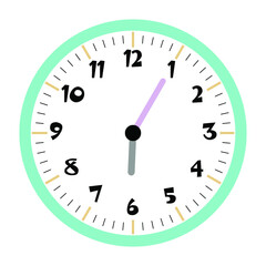 Obraz na płótnie Canvas Clock vector 6:05am or 6:05pm