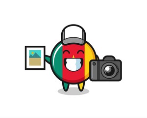 Character Illustration of cameroon flag badge as a photographer