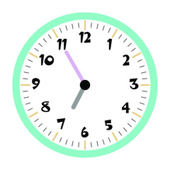 Clock vector 6:55am or 6:55pm
