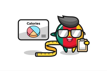 Illustration of cameroon flag badge mascot as a dietitian