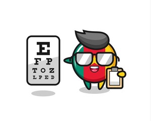 Illustration of cameroon flag badge mascot as an ophthalmology
