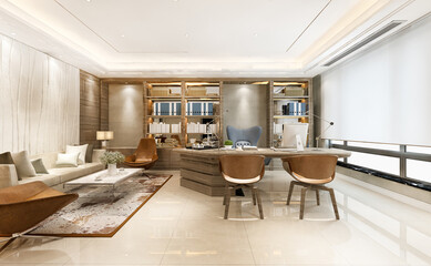 Fototapeta premium 3d rendering luxury business meeting and working room in executive office