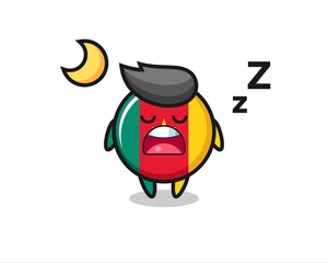 Obraz premium cameroon flag badge character illustration sleeping at night