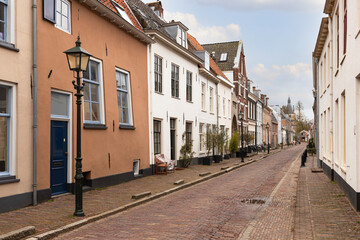 Street in the old center of the picturesque fortified town of Wijk bij Duurstede on the Lower Rhine.