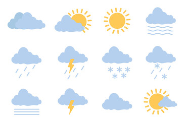 Set of colourful weather icons vector illustration.