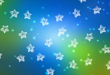 Light Blue, Green vector template with sky stars.