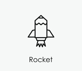 Rocket vector icon. Editable stroke. Symbol in Line Art Style for Design, Presentation, Website or Apps Elements, Logo. Pixel vector graphics - Vector