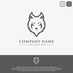 black wolf head logo design template, suitable for sports logos