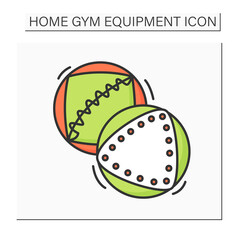 Medicine ball color icon. Two heavy medicine balls. Concept of home gym athlete training, personal fitness studio exercising and heavy lifting. Isolated vector illustration