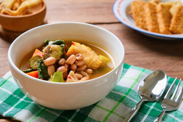 Indonesian cuisine. sayur asam close up. vegetable