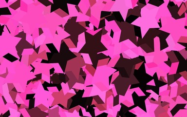 Dark Pink vector layout with bright stars.