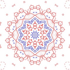 Red and blue floral pattern design.