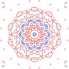 Red and blue floral pattern design.