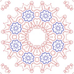 Red and blue floral pattern design.