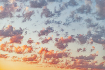 Amazing cloudscape on the sky at sunrise time.