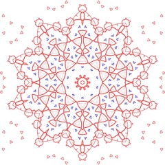 Red and blue floral pattern design.