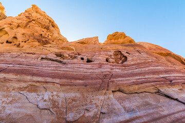 Small Arches Formed in The Slick Rock Near Kaolin Wash, Valley of Fire State Park, Nevada, USA