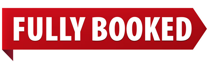 Fully Booked red ribbon banner icon isolated on white background. Fully booked label.