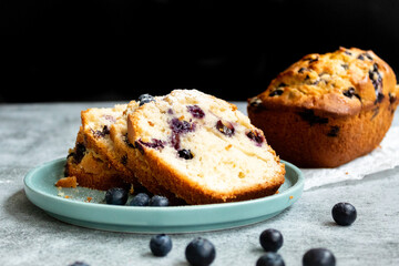 Blueberry Cake Loaf - isolated with black background