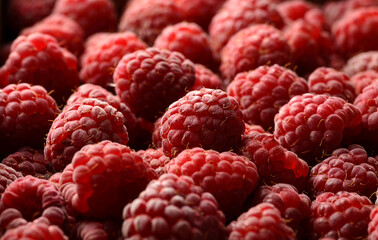 raspberries in a box food background