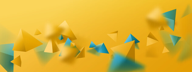 Abstract yellow and blue 3d polygon chaotic background. Colorful summer background. Vector illustration