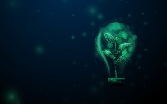 Light bulb with a plant. Energy, Environment, Ecology Concept. Save the world. Vector illustration