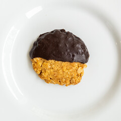 Chocolate coated Oatmeal Cookie - Isolated in white background