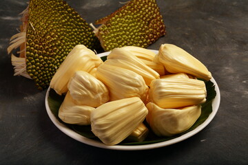 Healthy tropical fruits background- sweet ripe delicious jack fruit.