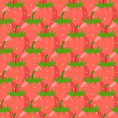 Creative Strawberry seamless pattern with red berries. Vector illustration.