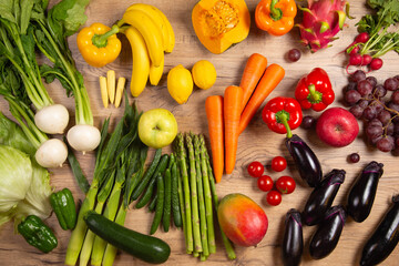 Fototapeta na wymiar 7色の野菜　色ごとの栄養素や健康のイメージ