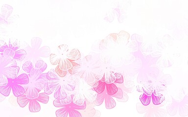 Light Pink, Yellow vector doodle background with flowers