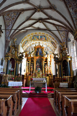 interior of the Church of Santa Maddalena in Baroque and late Gothic style  Val di Funes Italy