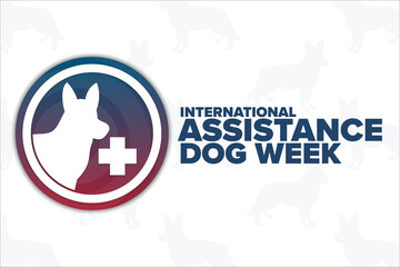 International Assistance Dog Week. Holiday concept. Template for background, banner, card, poster with text inscription. Vector EPS10 illustration.