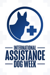 International Assistance Dog Week. Holiday concept. Template for background, banner, card, poster with text inscription. Vector EPS10 illustration.