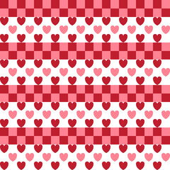 Simply checkered and heart seamless pattern, Abstract vector backgrounds, Seamless pattern background.