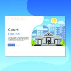 Landing page template of Court House. Modern flat design concept of web page design for website and mobile website. Easy to edit and customize. Vector Illustration