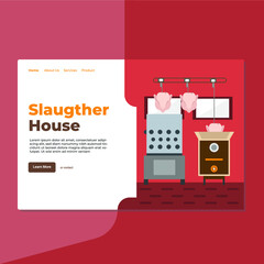 Landing page template of Slaughter House. Modern flat design concept of web page design for website and mobile website. Easy to edit and customize. Vector Illustration