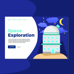 Landing page template of Space Exploration. Modern flat design concept of web page design for website and mobile website. Easy to edit and customize. Vector Illustration