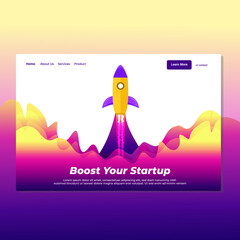 Landing page template of Boost Startup. Modern flat design concept of web page design for website and mobile website. Easy to edit and customize. Vector Illustration