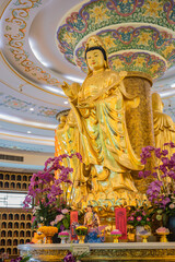 bangkok,thailand-15 Nov 2020:Guanyin goddress at foguangshan thaihua temple thailand.Fo Guang Shan is one of the four large Buddhist organizations in Taiwan