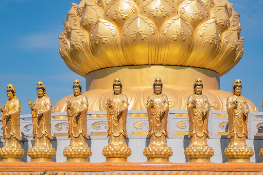 Guanyin goddress with beautiful sky at foguangshan thaihua temple thailand.Fo Guang Shan is one of the four large Buddhist organizations in Taiwan